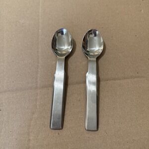 Set Of 2 Stanley Roberts Korea Oblique Flatware Small Spoons Dessert Soup 5 3/4"